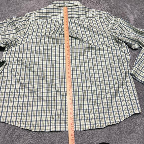 Duluth Trading WrinkleFighter Shirt Mens 3XL Plaid Relaxed Fit Poplin Green - Picture 4 of 7
